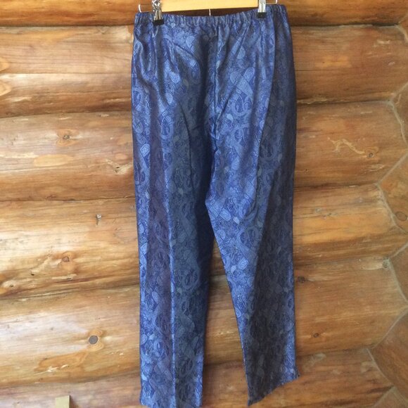 Coldwater Creek Blue Metallic 100% Silk 80s High Waist Trousers Size Medium - Picture 2 of 4